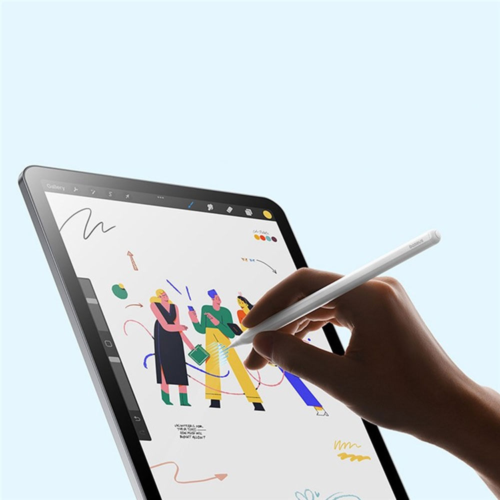 Smooth Writing 3 Kapazitiver Touch Pen Stylus Pencil (Active Version   Wireless Charging) mit Handballenerkennung für Apple iPads - Weiss