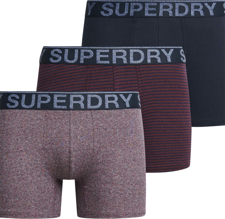 Superdry BOXER TRIPLE PACK Nvy/port stripe/gry mrl feeder