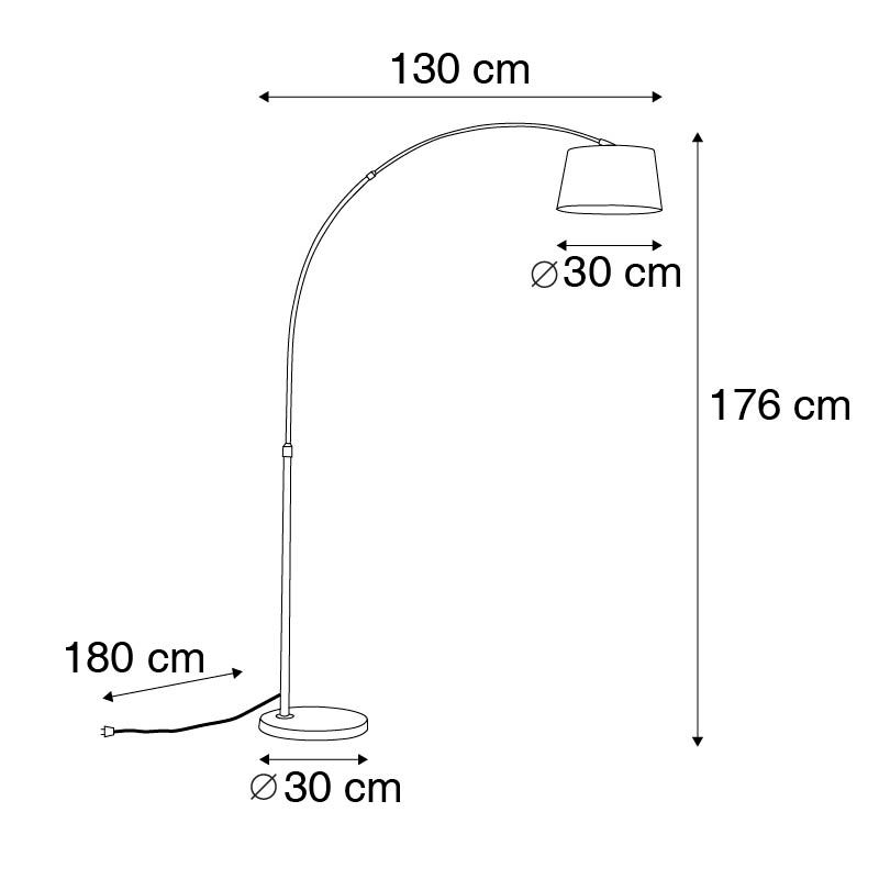 Moderne booglamp staal met grijze stoffen kap - Arc Basic