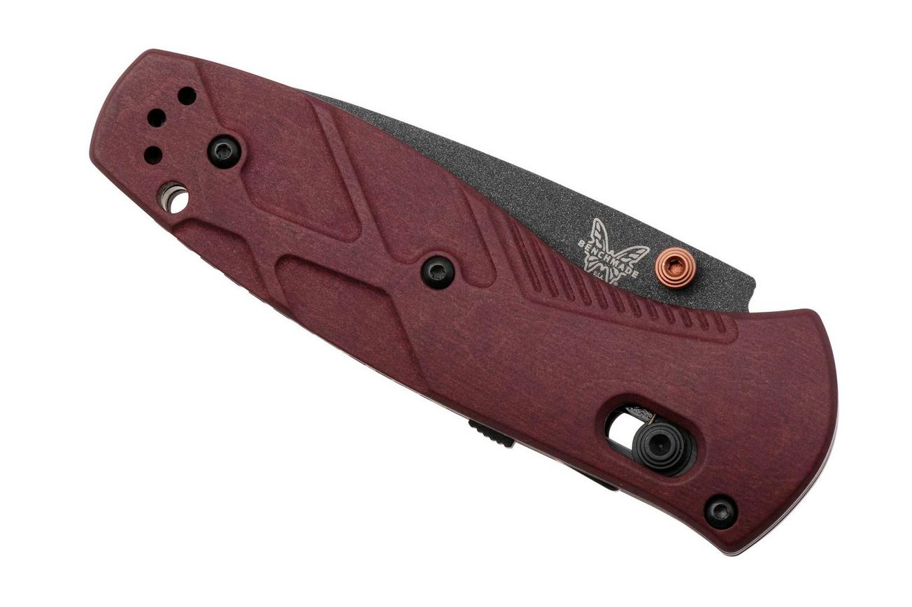 Benchmade Mini Barrage 585BK-04 Black Cobalt Cerakote CPM S30V, Redstone Richlite, zakmes