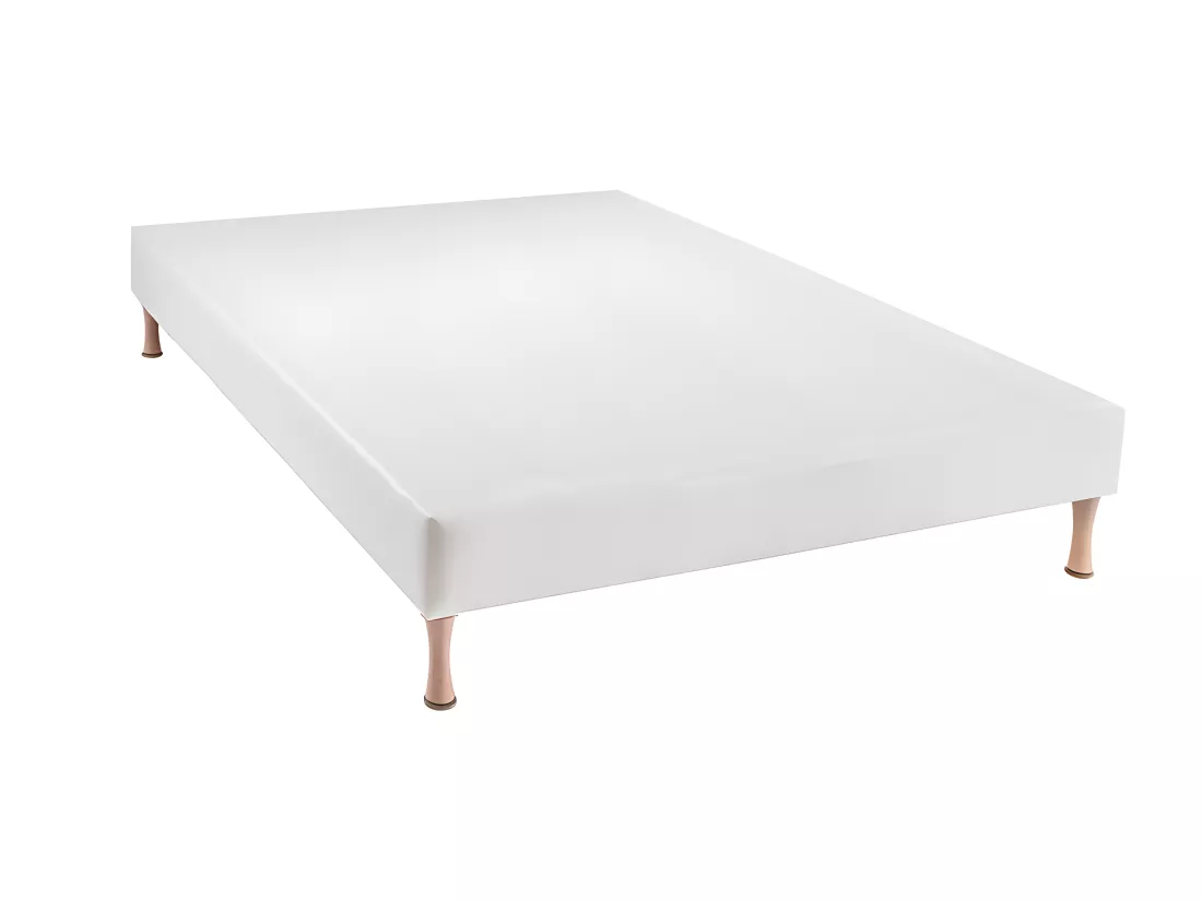 BELLECOUR LITERIE | Sommier tapissier CONSTANTINE 140x190 cm | Epaisseur 18 cm | Blanc (pieds non inclus)