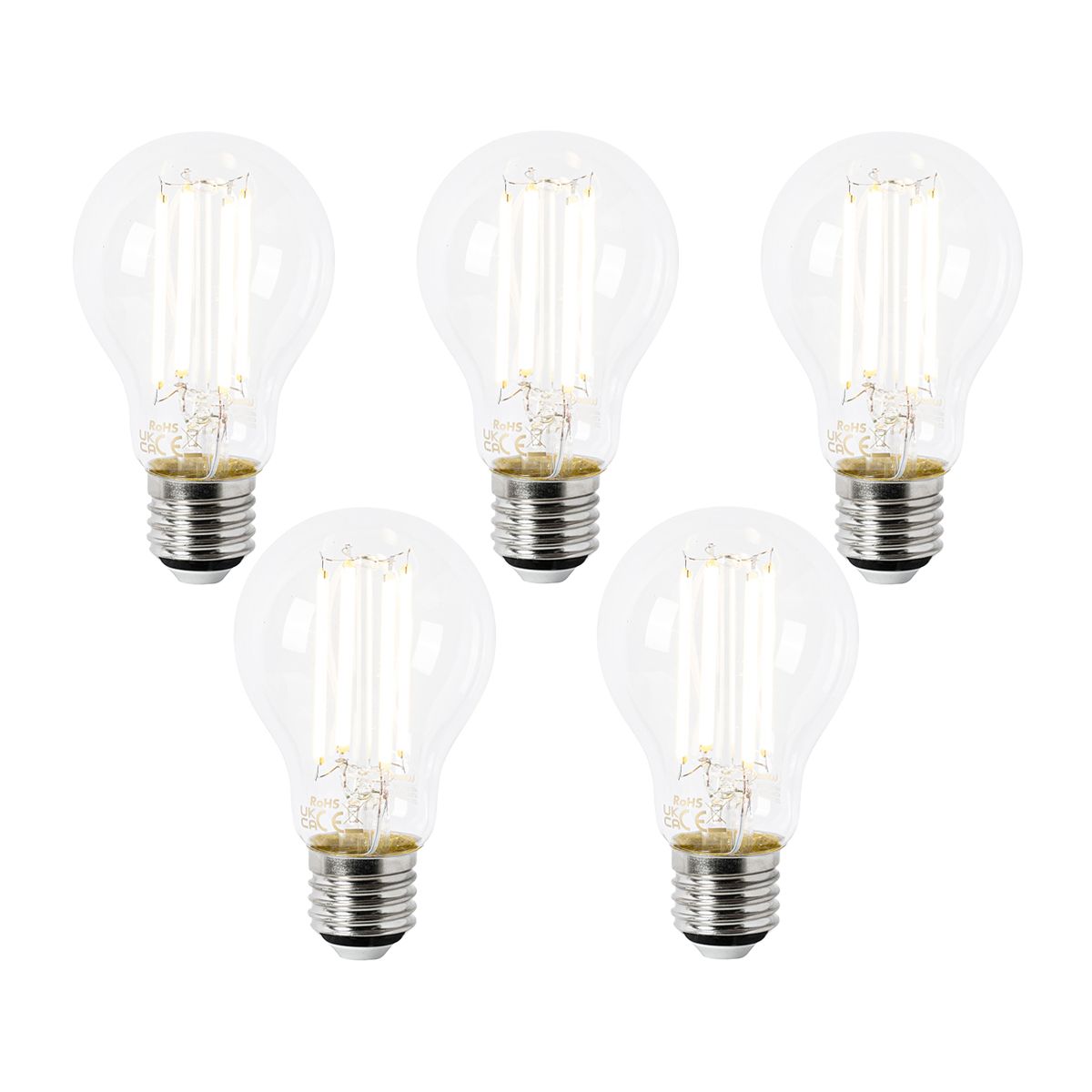 Set van 5 E27 LED lamp A60 helder 2,2W 470 lm 2700K