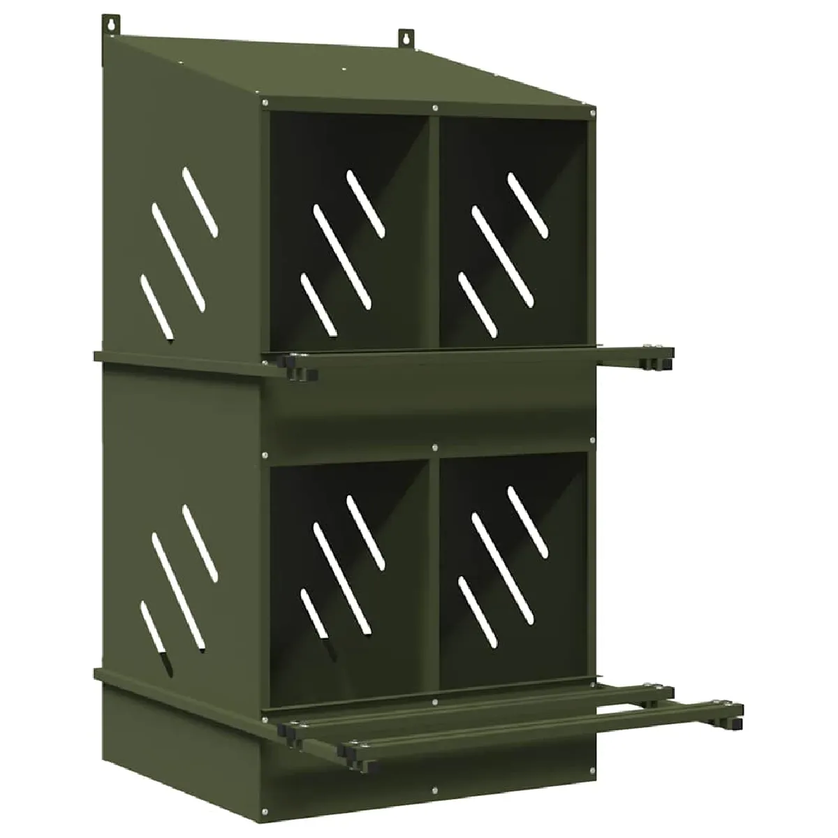 Vidaxl Nichoir à poules 4 compartiments vert olive