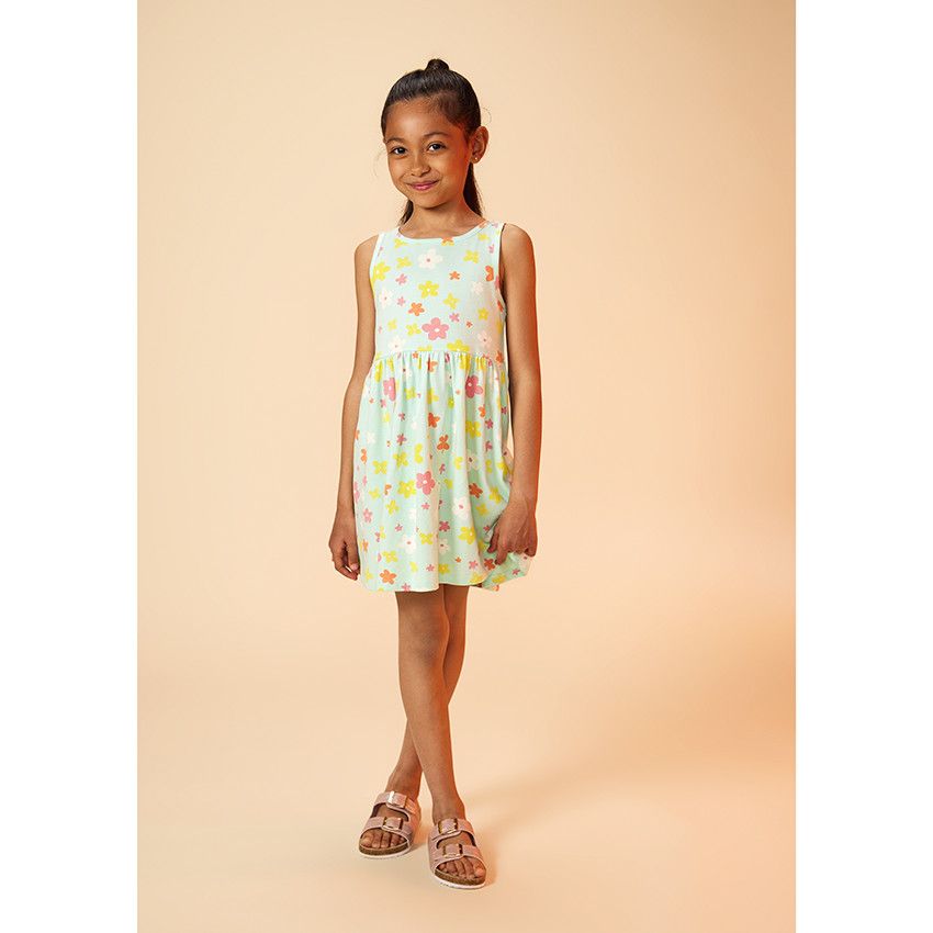 Robe à bretelles imprimé papillons pour fille - Vert