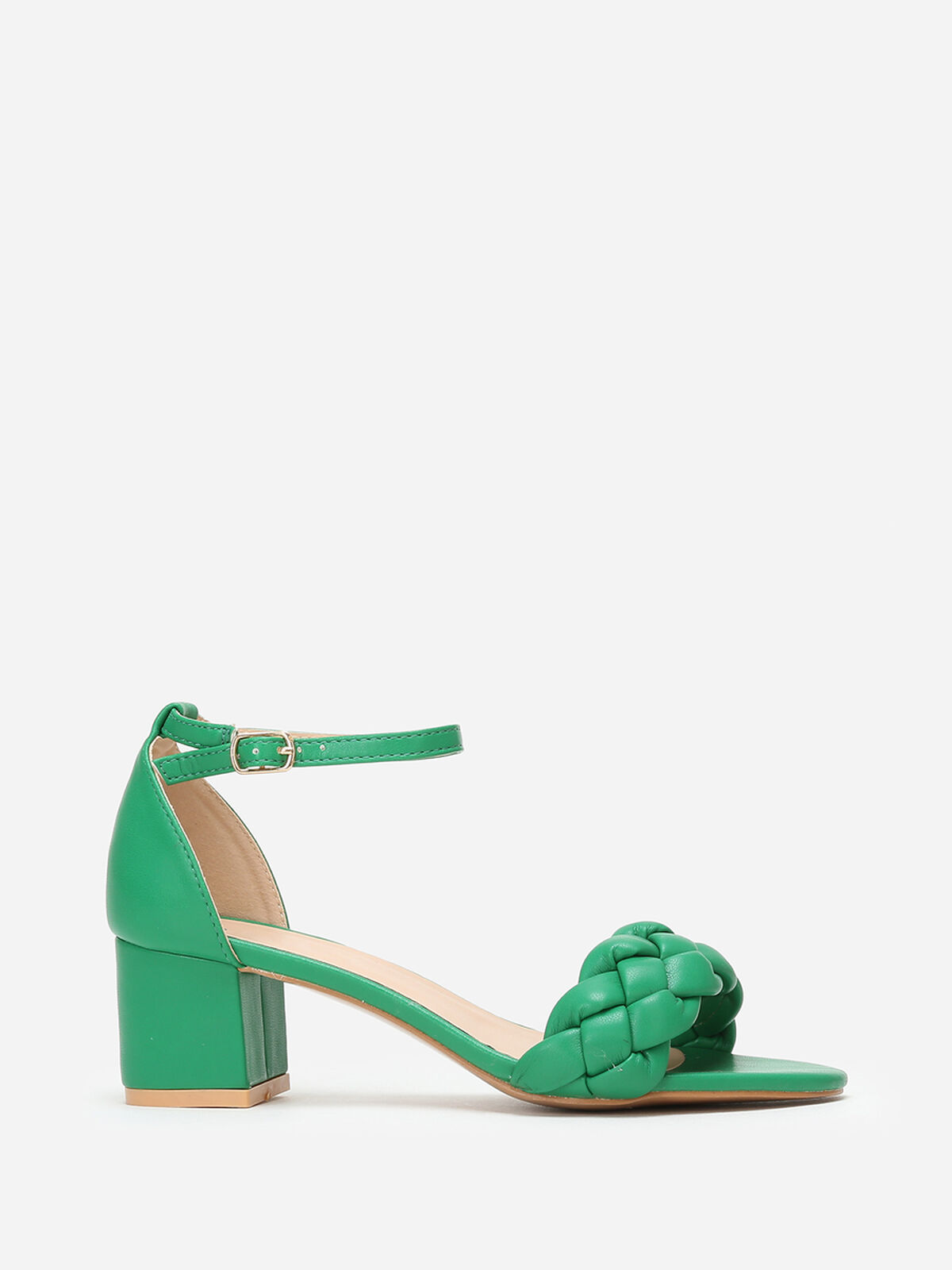 Sandales en simili à bride tressée- Vert