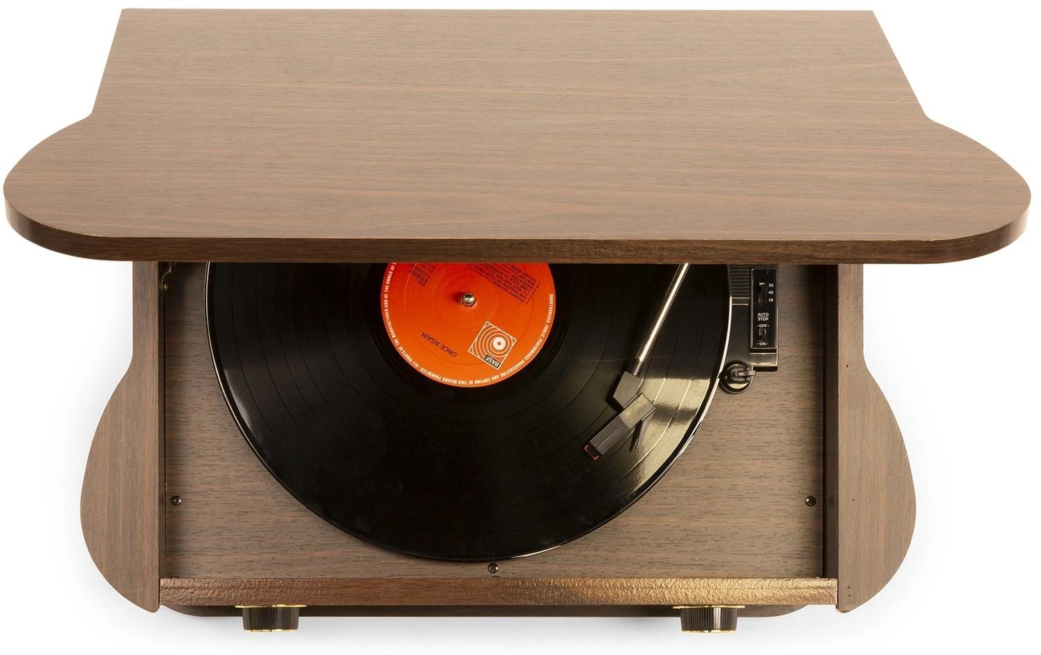 Plattenspieler Memphis Vintage Dunkelbraun<br>Retro Plattenspieler mit Radio, Bluetooth, Media-Player und Umwandlungsmöglichkeit für Schallplatten und Kassetten