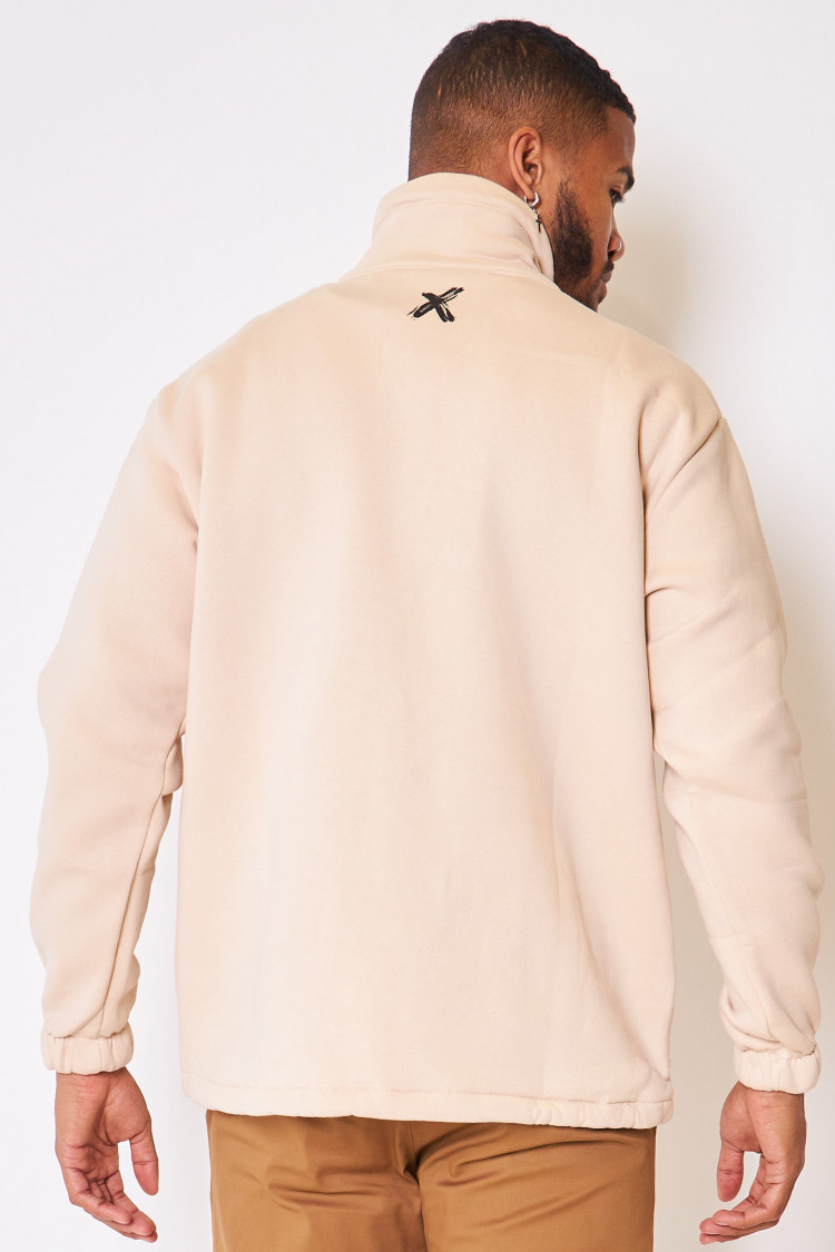 Sweat demi-zip beige