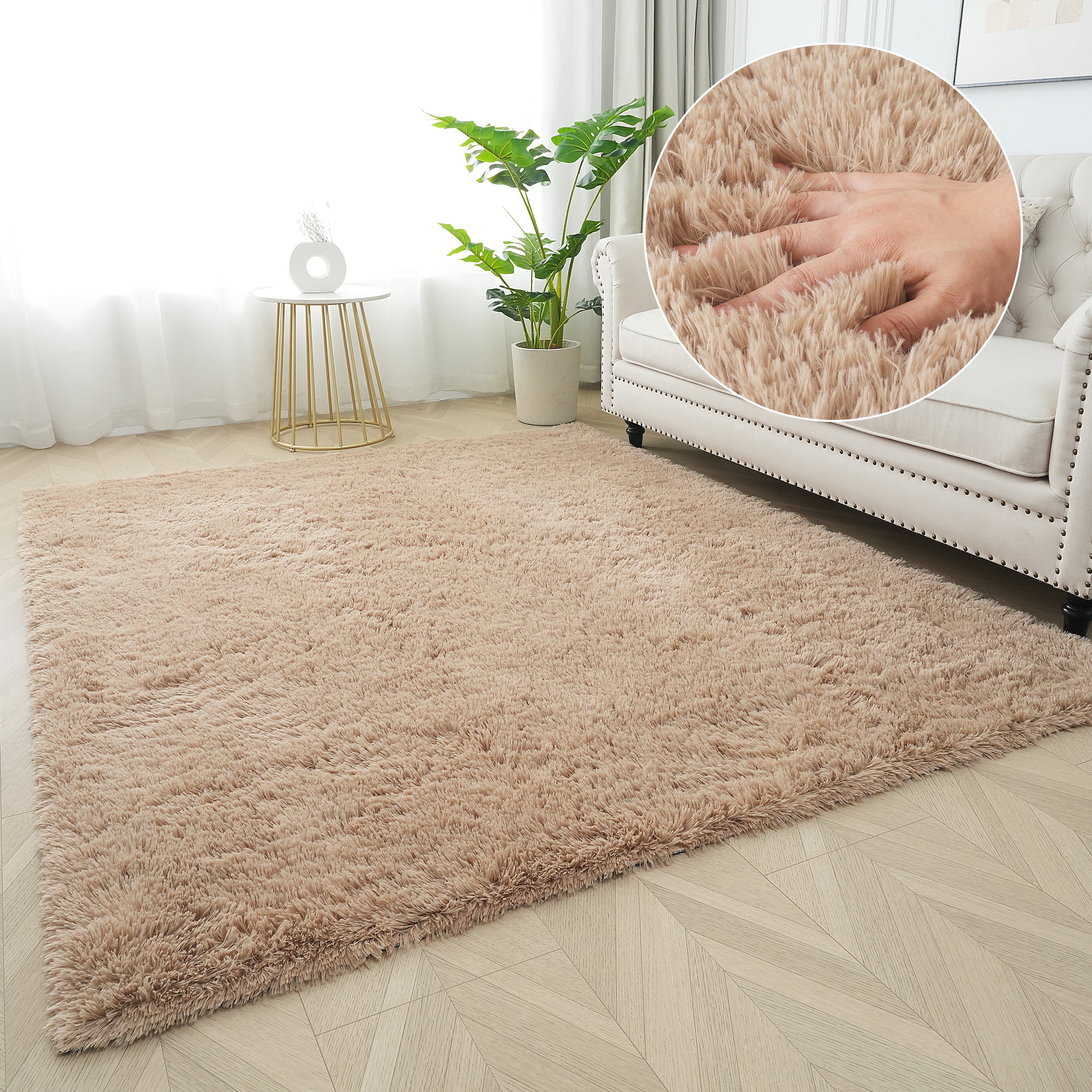 my home Hochflor-Teppich »Leava, besonders weich und kuschelig, leichter Glanz« rechteckig 37 mm Höhe uni, Mikrofaser Teppiche, Plüsch, Wohnzimmer, Schlafzimmer, Esszimmer