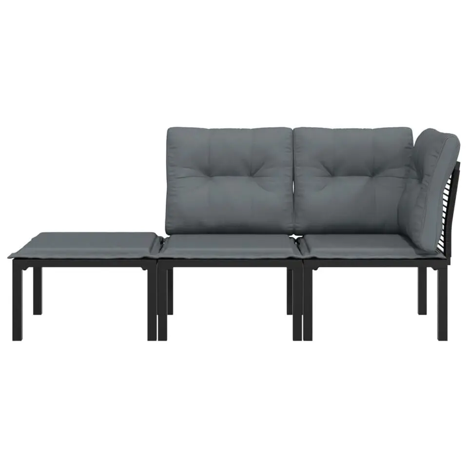 vidaXL - Loungeset - Zwart - Poly rattan
