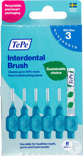 TePe Original Brossette Interdentale 0,6mm Taille 3 Bleu 6 Pièces