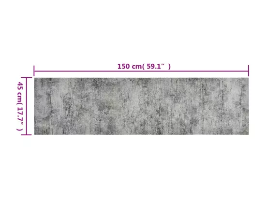 Tapis de cuisine lavable impression béton 45x150 cm velours