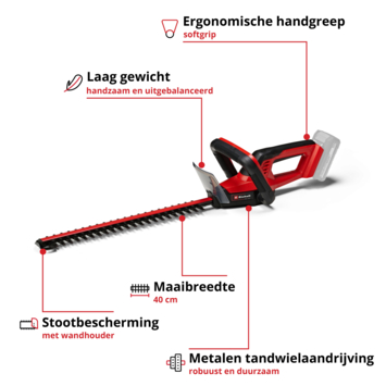 Einhell 18V heggenschaar GC-CH 18/40 Li (zonder accu)
