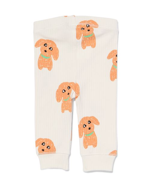 legging côtelé avec chien pour nouveau-né blanc cassé
