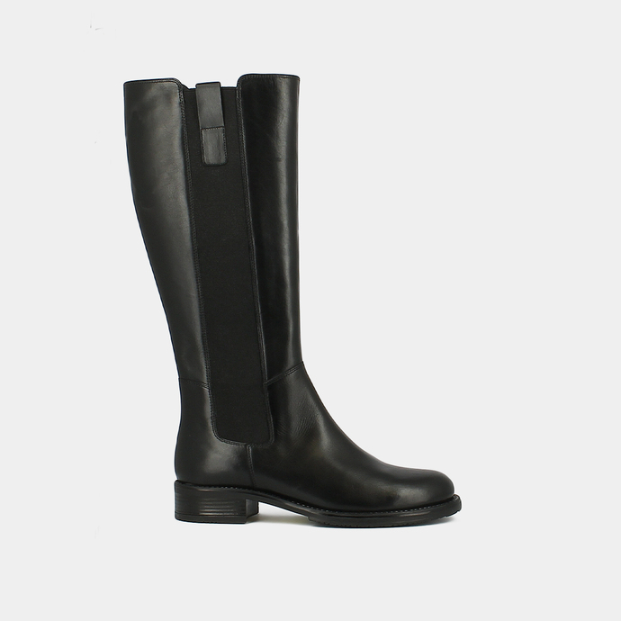 Bottes plates à bouts ronds  en cuir noir