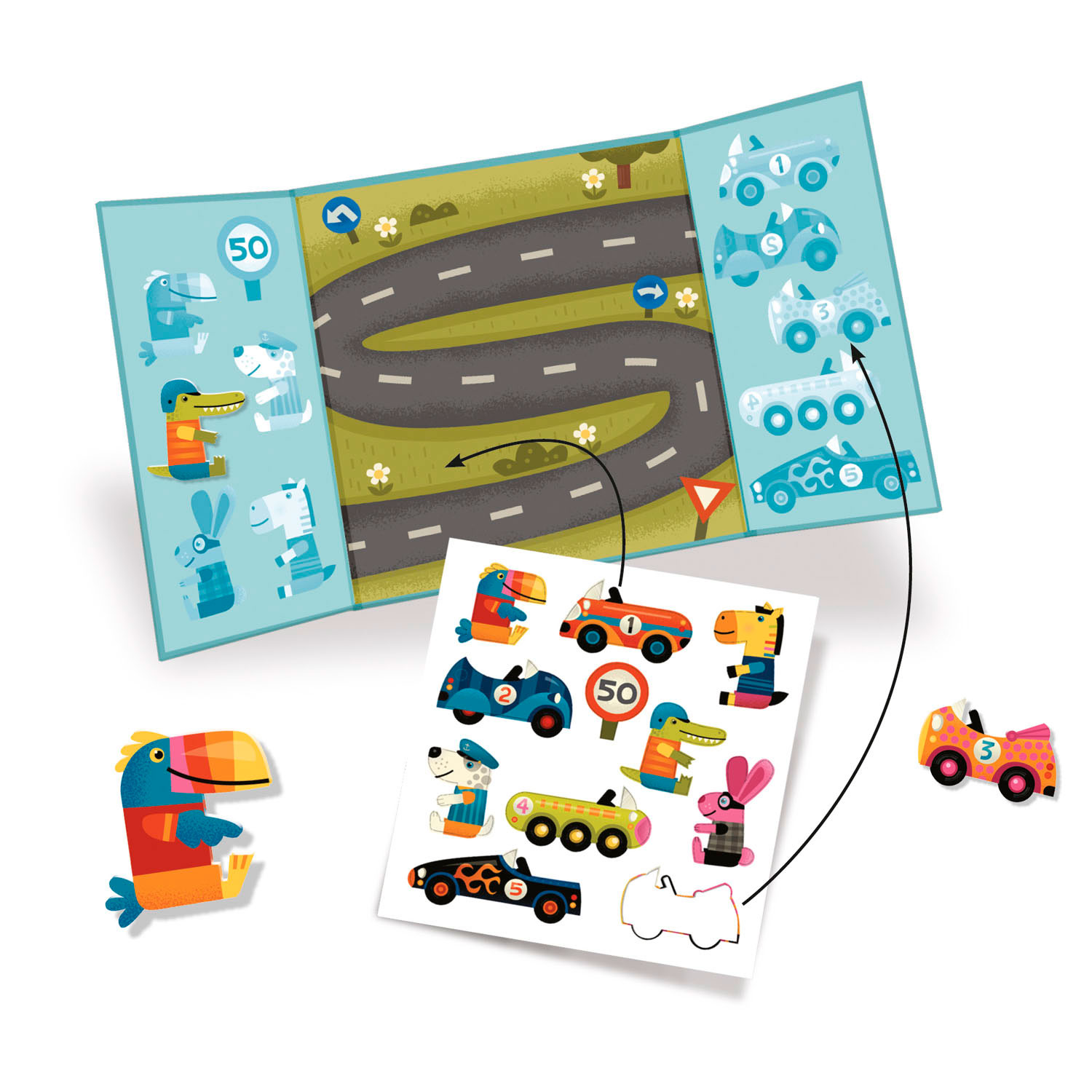 Djeco Herbruikbare Stickers Racen