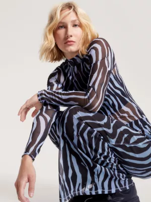 Top de malha com estampa de zebra SIim Fit