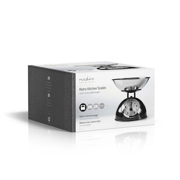 Nedis Kjøkken Scales | Analog | Rustfritt Stål | Avtakbar bolle | Sort