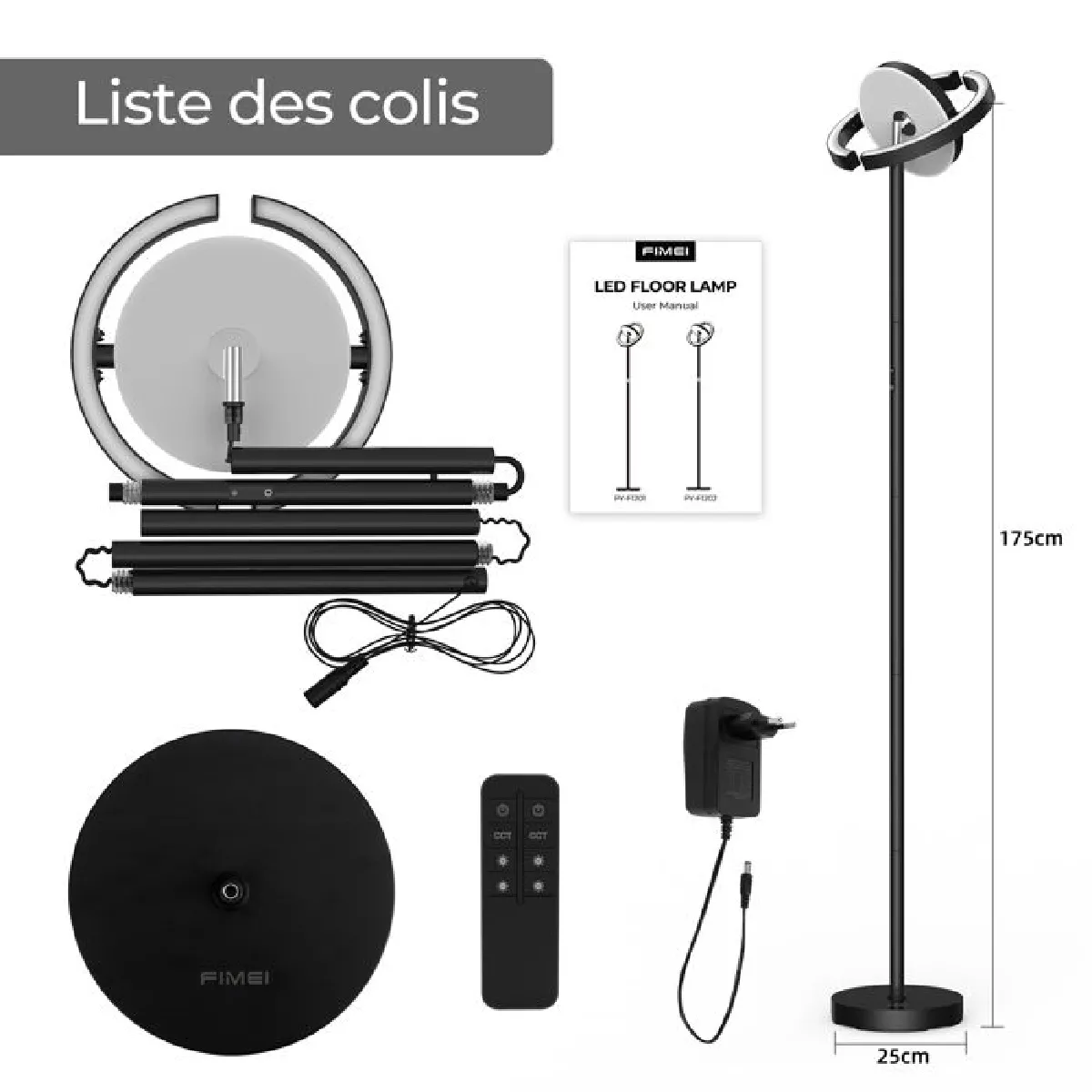 FIMEI Lampadaire Luminosité Réglable