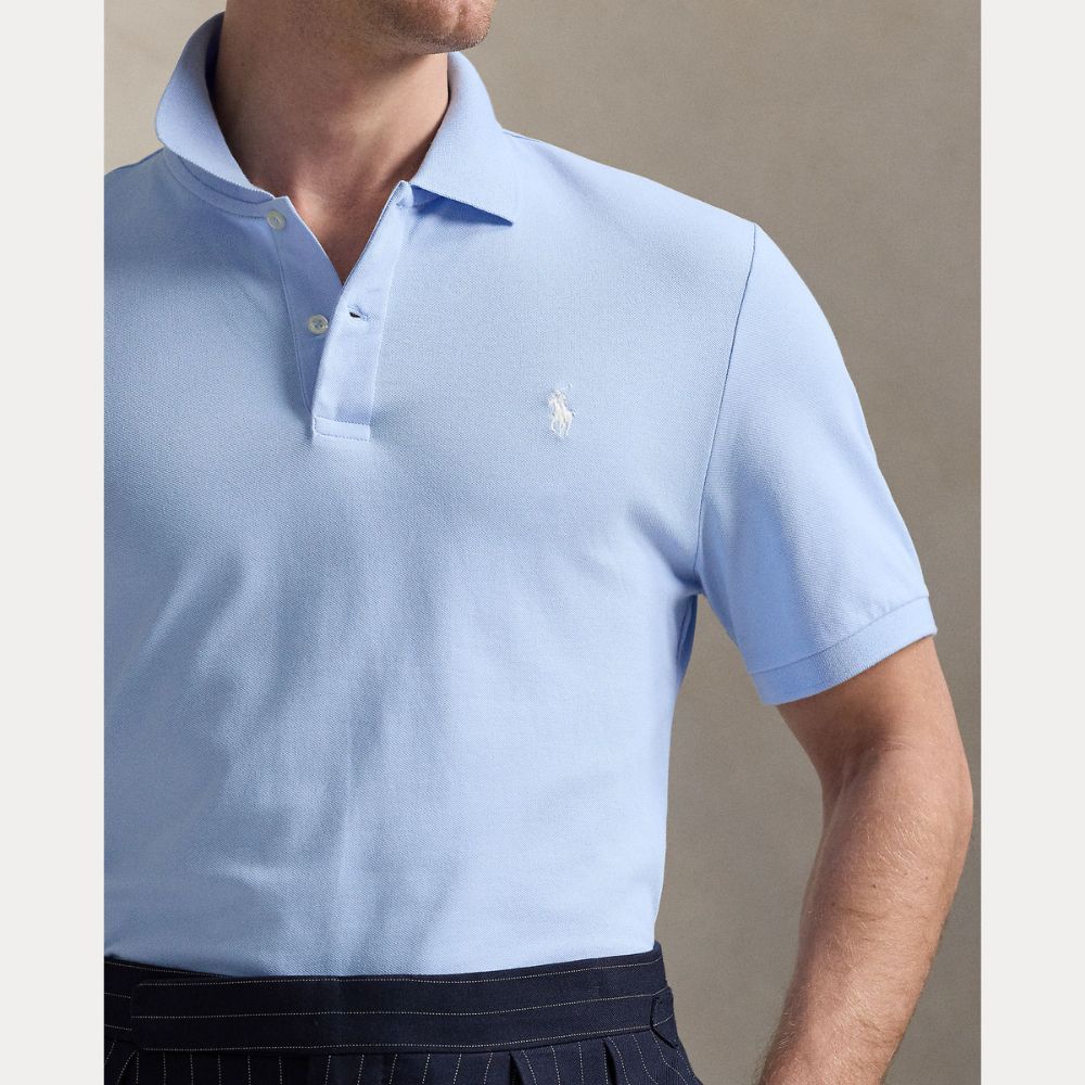 Tailored Fit Pique Herre Blå