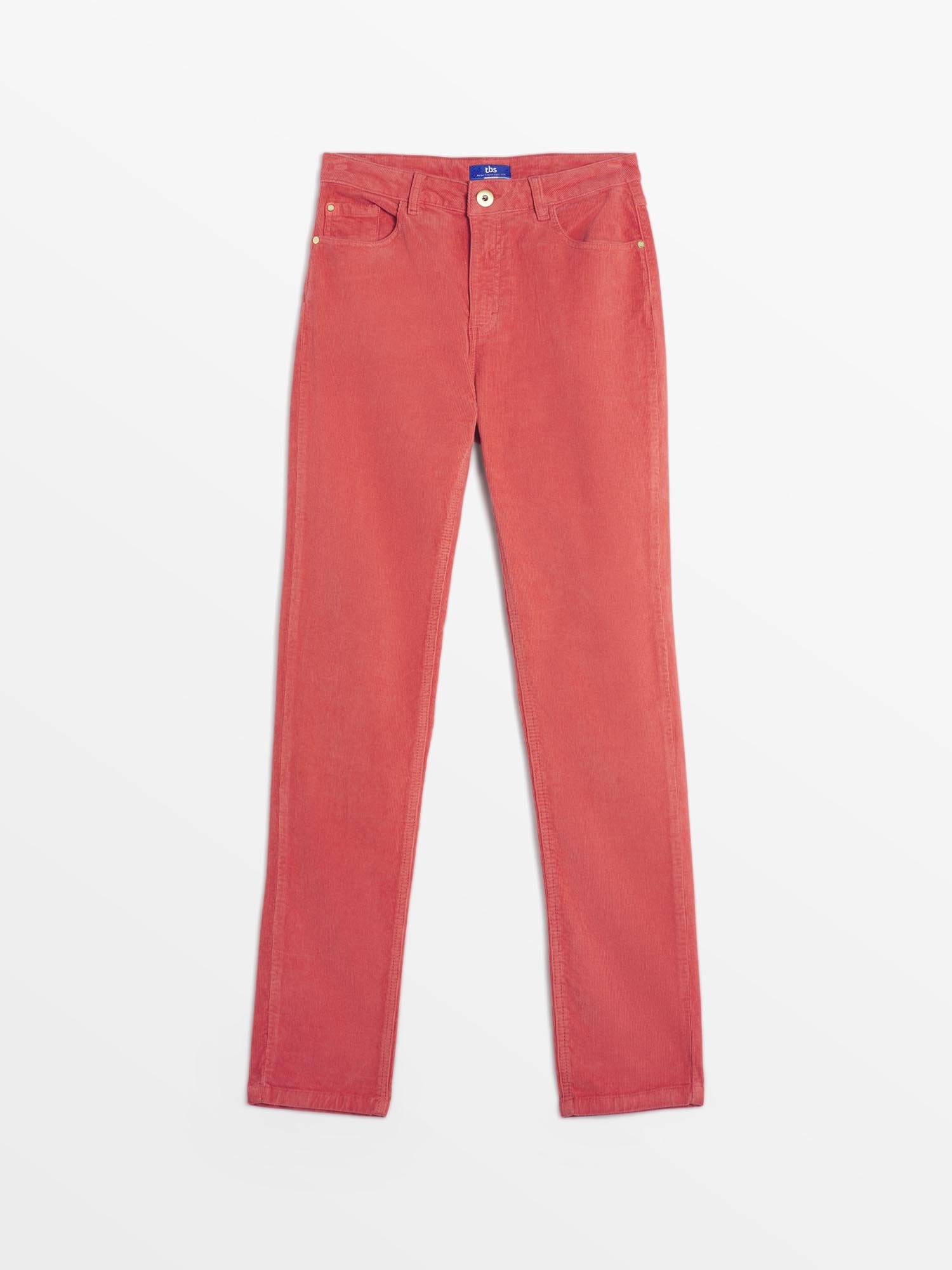 Pantalon Femme Velours Côtelé Rose