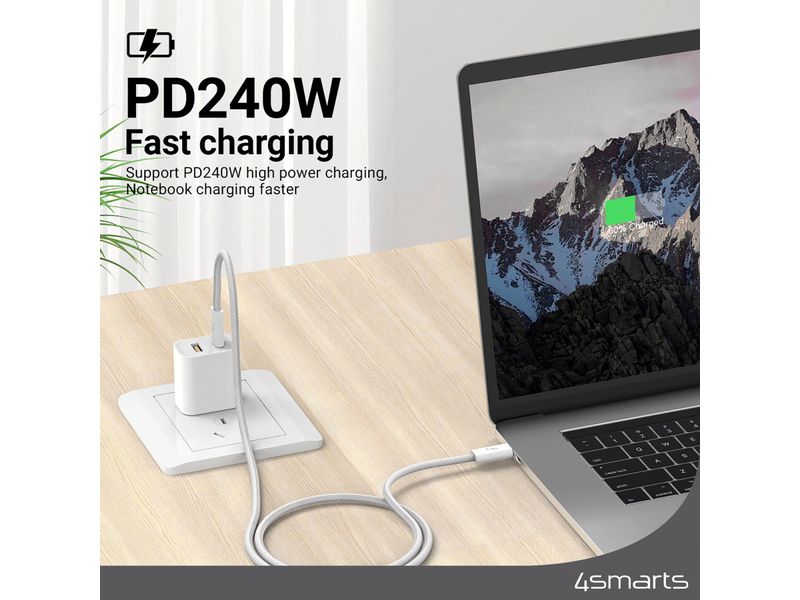 4smarts USB 3.1-Kabel PremiumCord 240W USB C - USB C 1.5 m USB-C Kabel PremiumCord 240W 1.5m weiss, Case Friendly