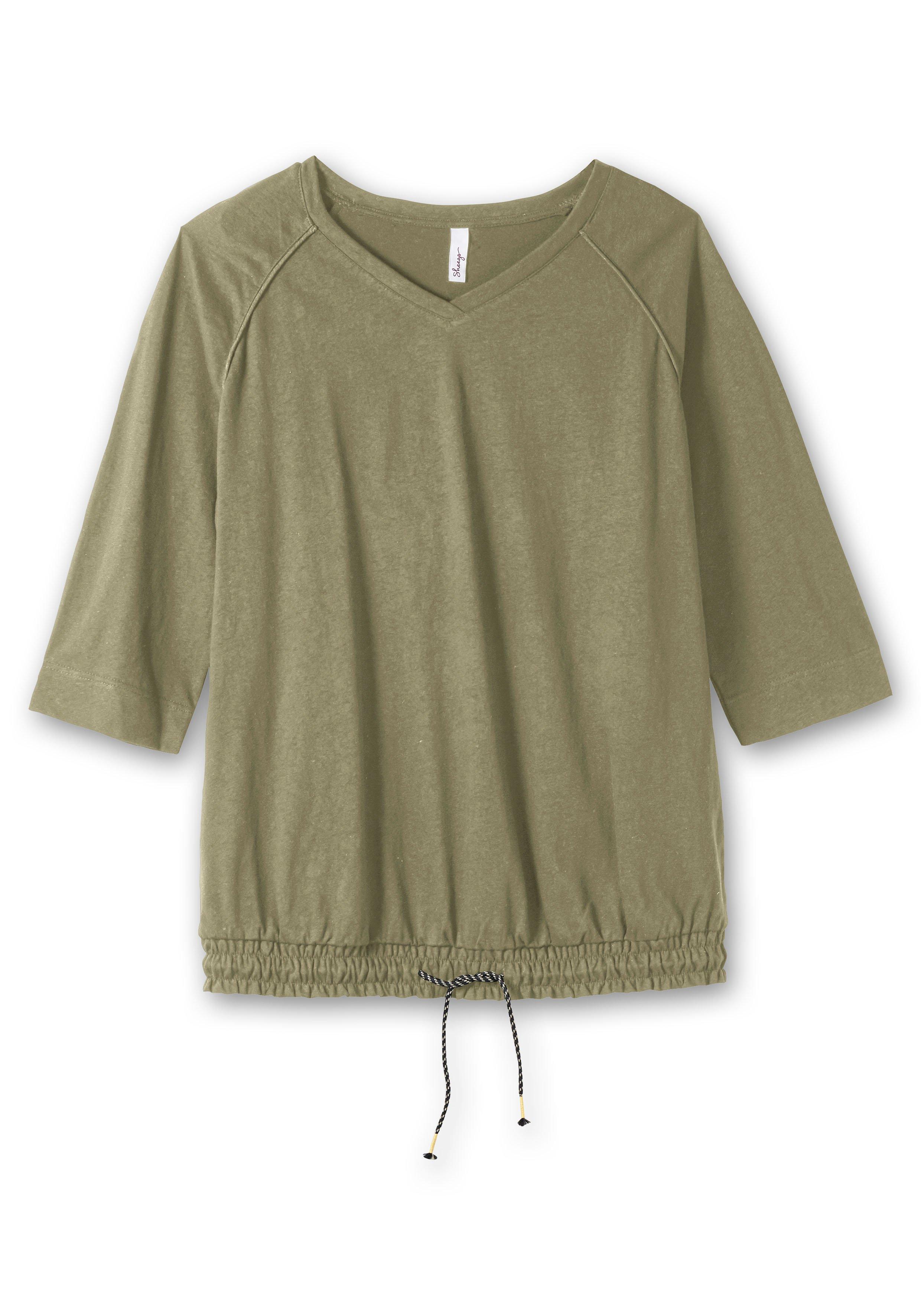 Shirt mit Tunnelzug am Saum, aus Leinen-Mix