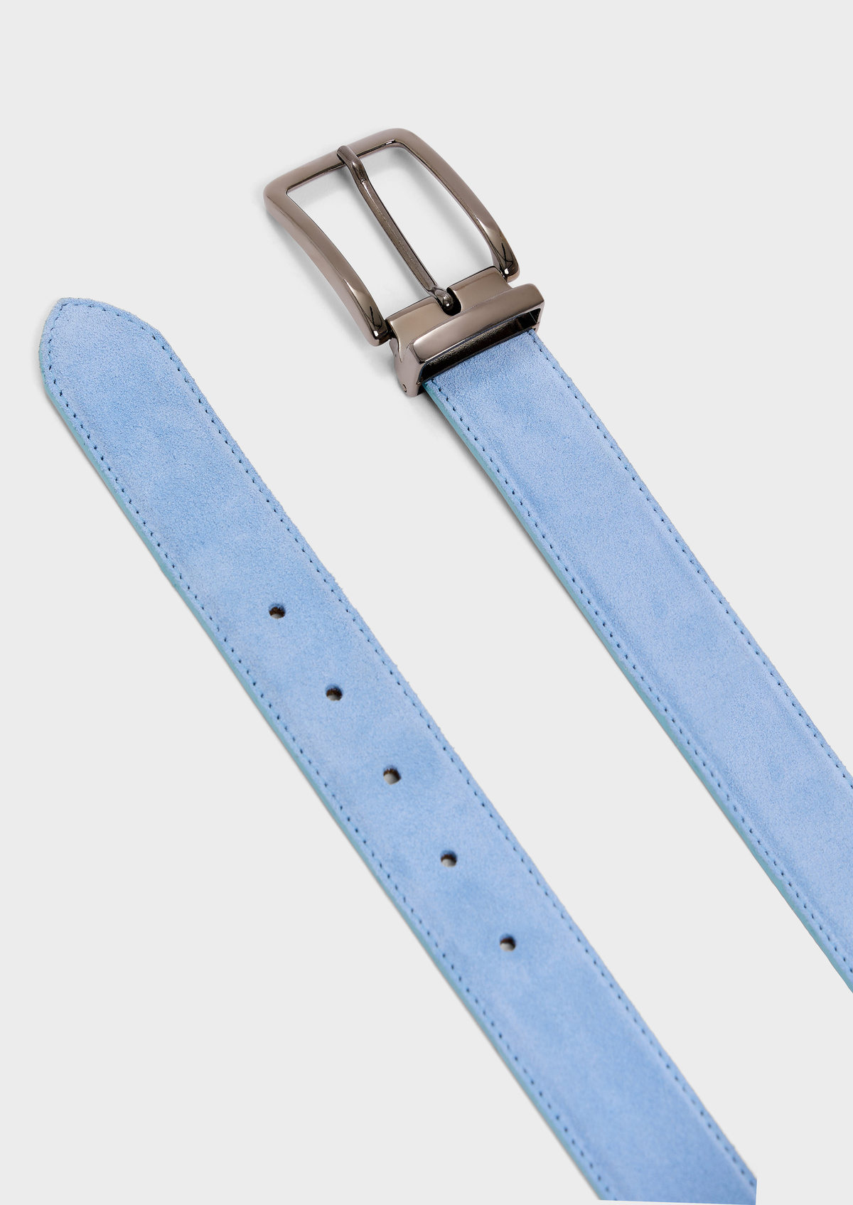 Ceinture ajustable en cuir nubuck bleu ciel