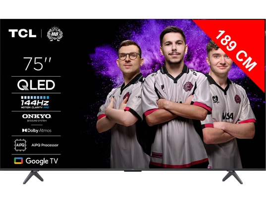 TCL - TV QLED 4K 189 cm 75P8K 4K QLED 144Hz avec Google TV 2025