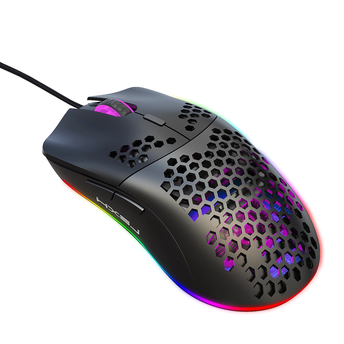 Lett kablet gamingmus med RGB-belysning, 6 justerbare DPI, 6-knapper Sort