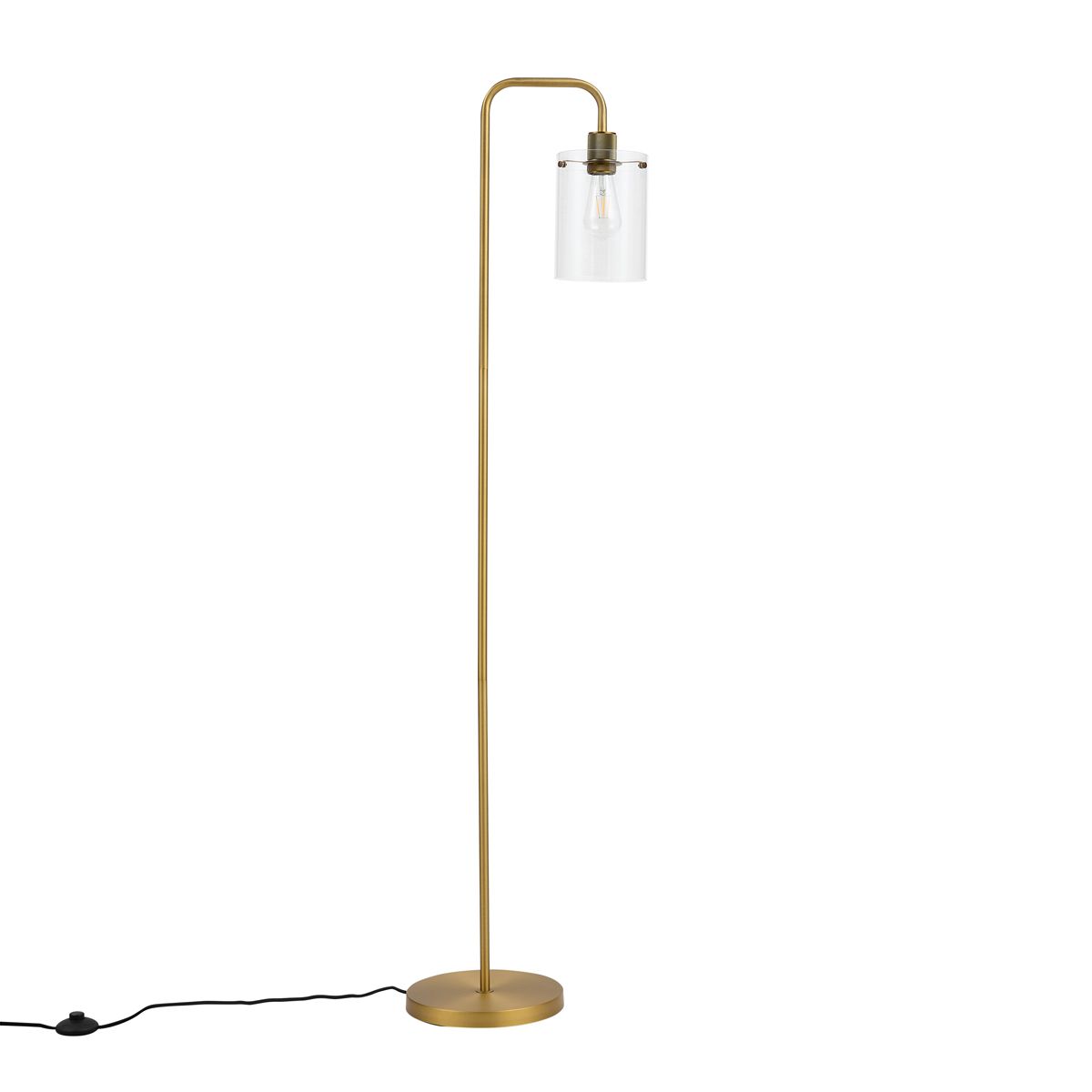 Design vloerlamp brons met helder glas - Domo