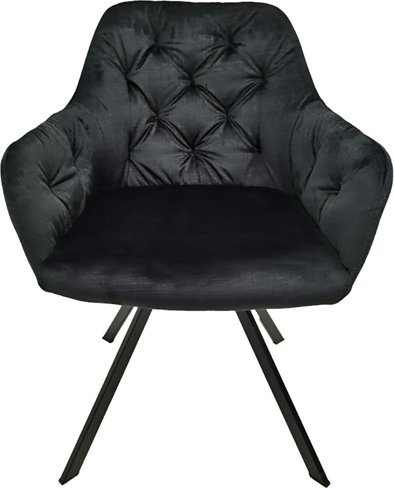 Kayoom Polsterstuhl »Stuhl Georgia 125 2er-Set, gesteppter Rücken, samtweicher Bezug« (Set) 2 Stk.360°-drehbar, elegante Steppung, mit Armlehne,  gesteppter Rücken