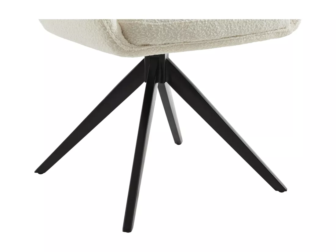 Lot de 6 chaises pivotantes avec accoudoirs - Tissu bouclette et métal noir - Blanc - MUSE