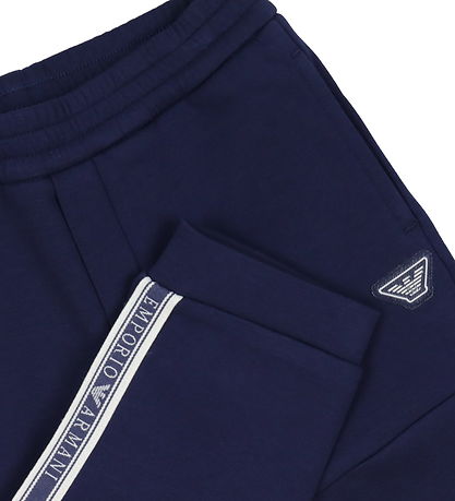 Emporio Armani Hosen - Black Iris m. Logo-Streifen