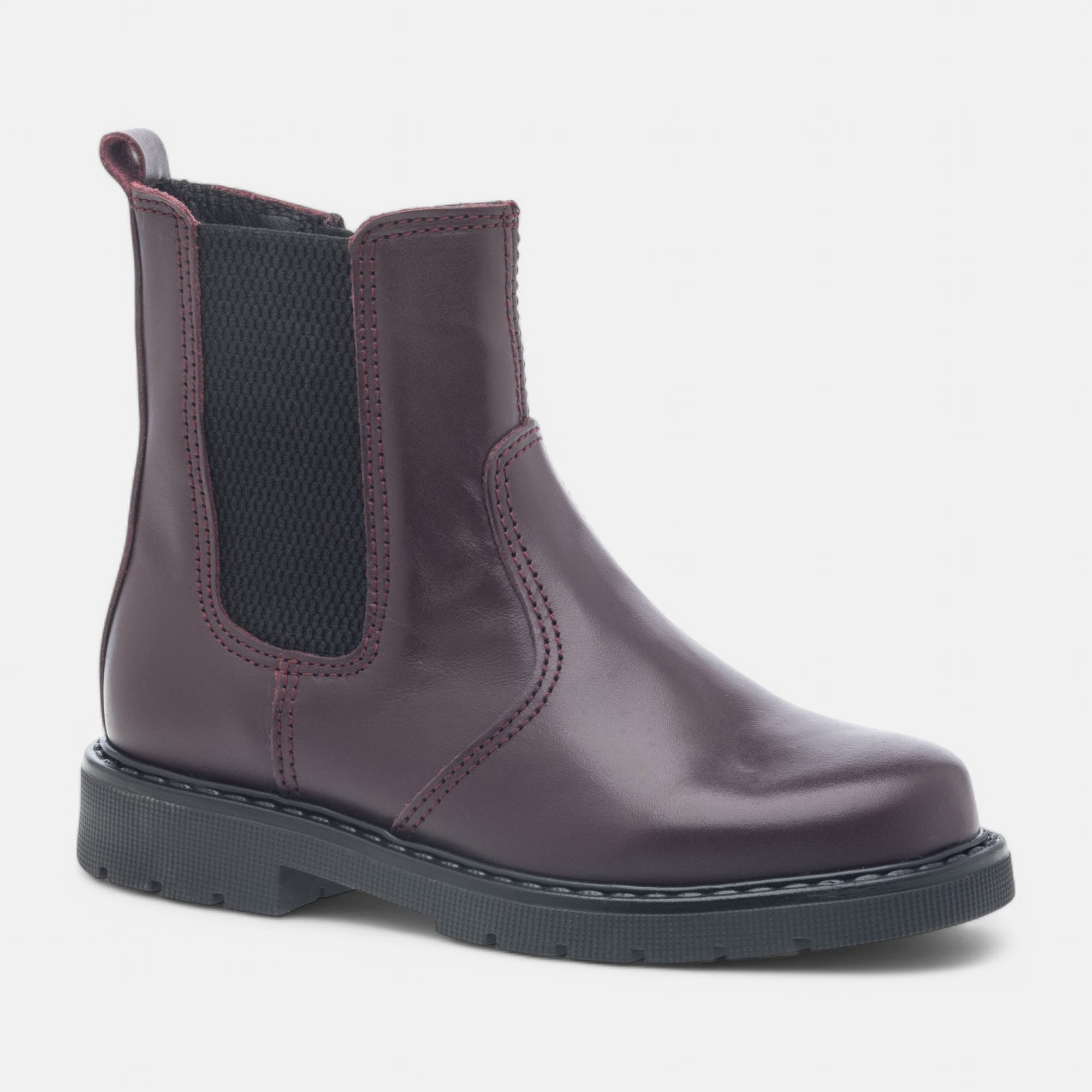 Bottines Fille en cuir bordeaux