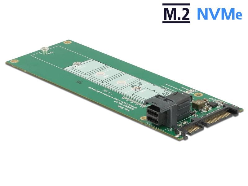 Delock Host Bus Adapter SATA M.2 SSD – M.2 NVMe SSD Delock Konverter SATA 22 Pin / SFF-8643 NVMe > 1 x M.2 Key M