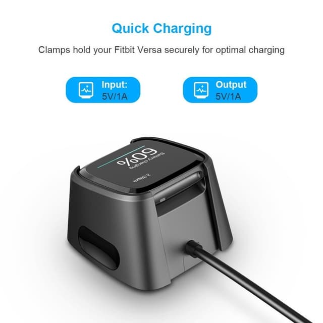 USB-ladekabelholderstation til Fitbit Versa Smart Watch