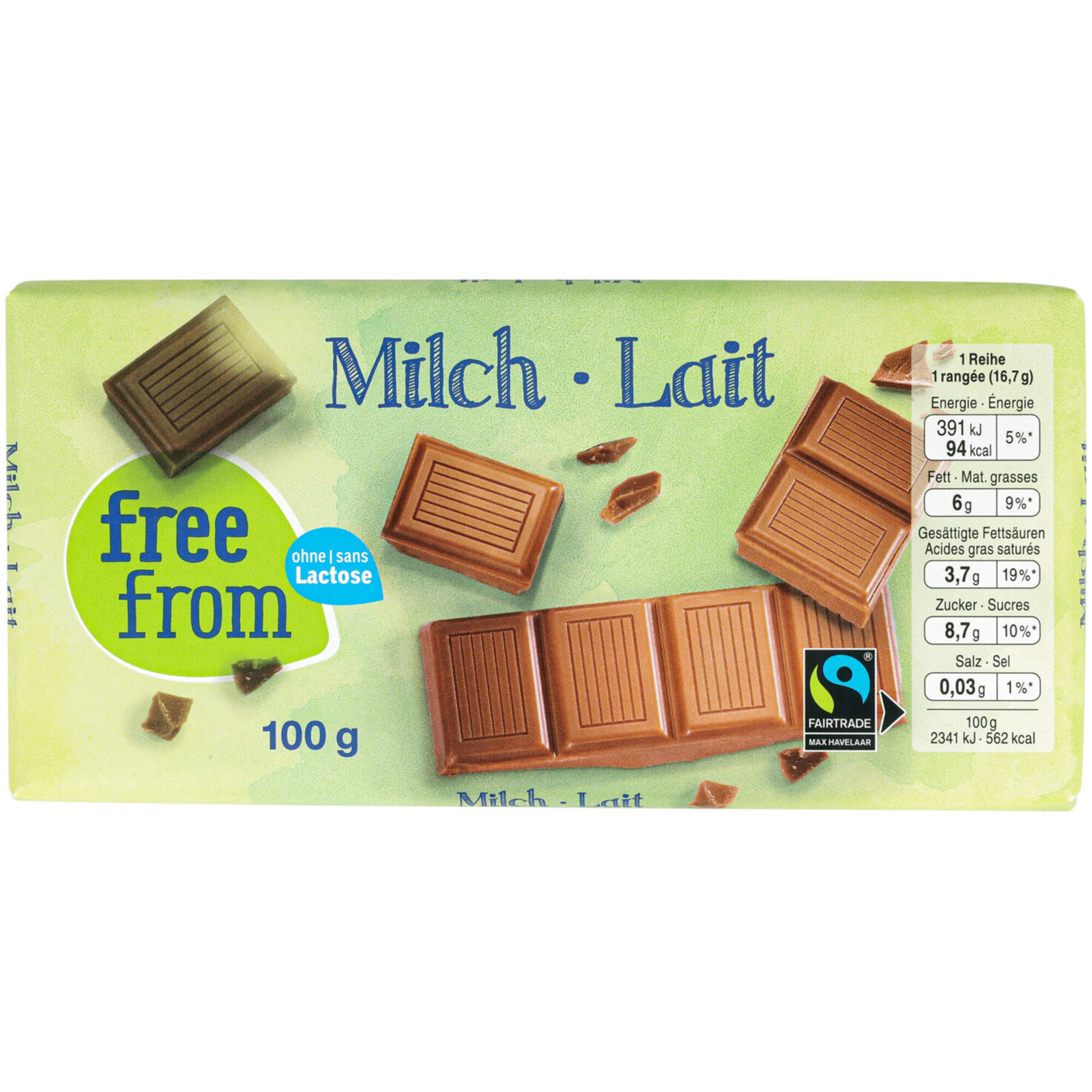 Free From Fairtrade Tafel Lait