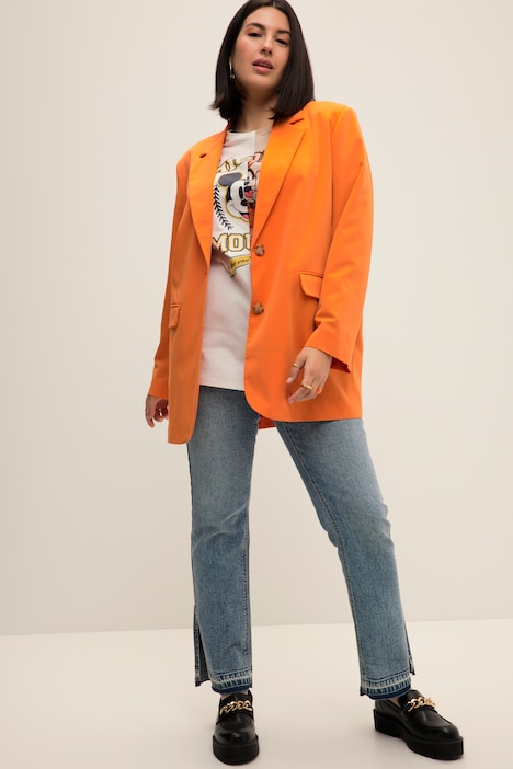 Oversized-Blazer, Revers, Langarm