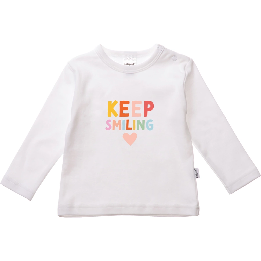 Liliput Langarmshirt 'Keep Smiling' weiss