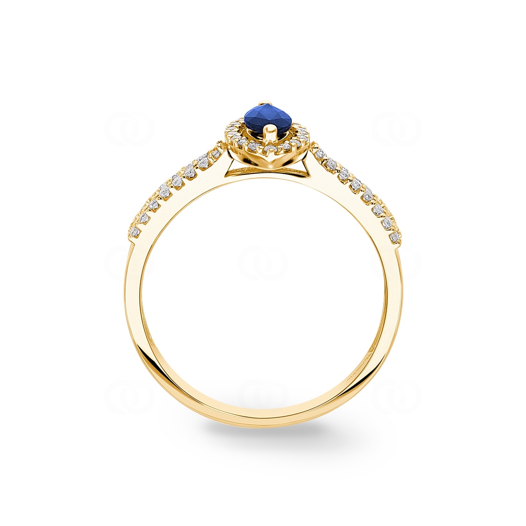 Saphirring 750/18 K Gelbgold mit Diamanten 0.19 ct H/si