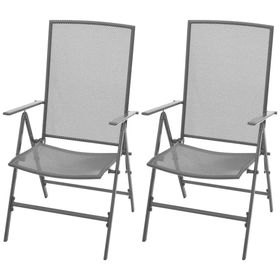 vidaXL - Tuinstoelen - Antraciet - Metaal - 2 stuks - Stapelbaar