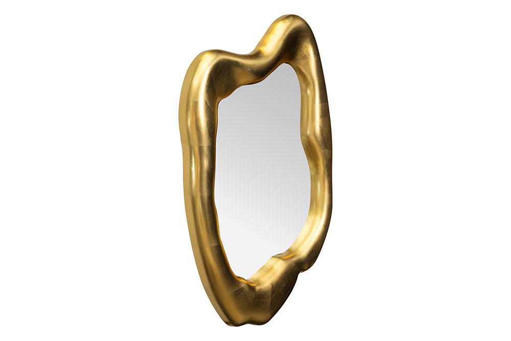 Design Wandspiegel AURA 95cm gold organische Form variabel aufhängbar