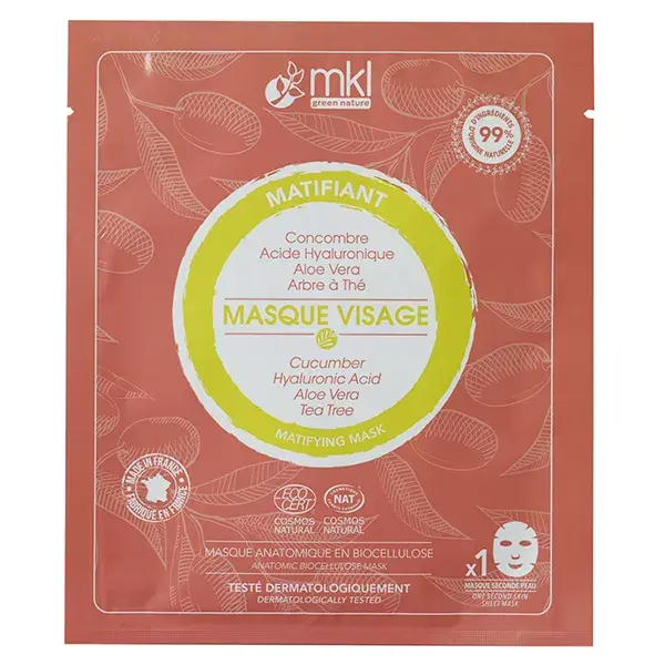 Máscara facial matificante orgânica MKL Green Nature