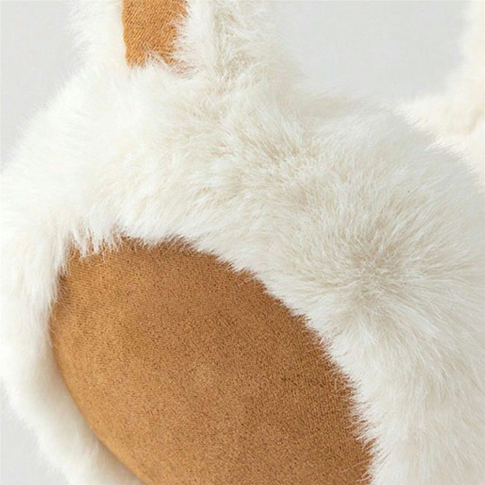 Weiche Plüsch Ohrenwärmer Winter Ohrenschützer Accessoire (One Size) - Schwarz / Weiss
