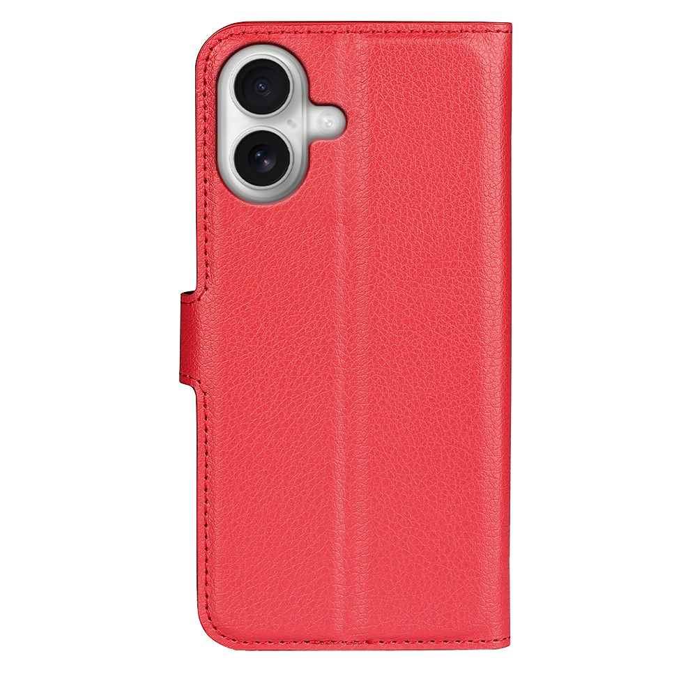 iPhone 17 Leder Tasche Flip Cover Litchi Look - Rot