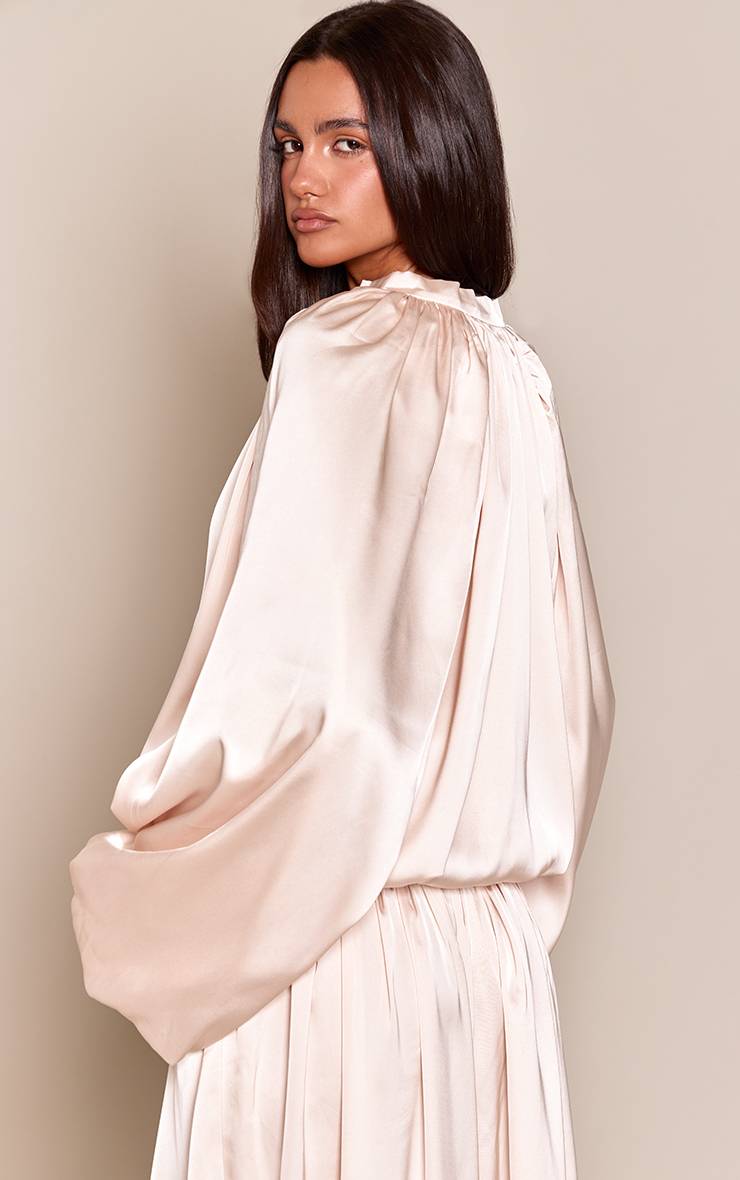 Crème Veste Bomber Plissée En Satin