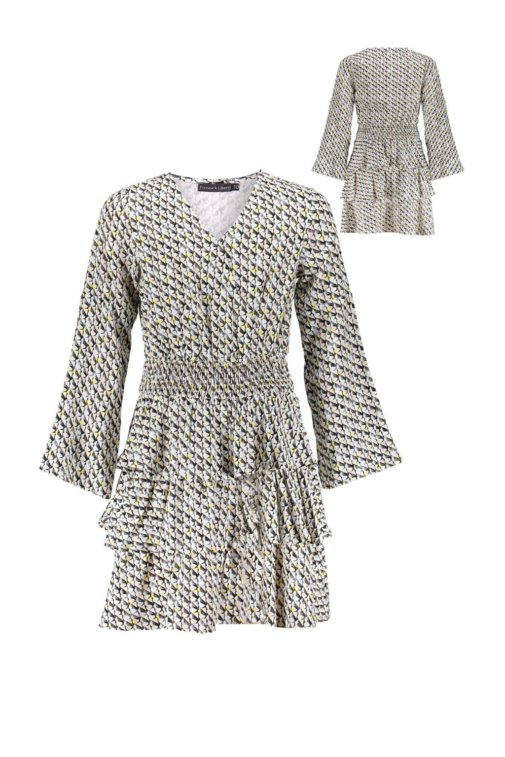 Frankie&Liberty jurk met all over print zwart/wit