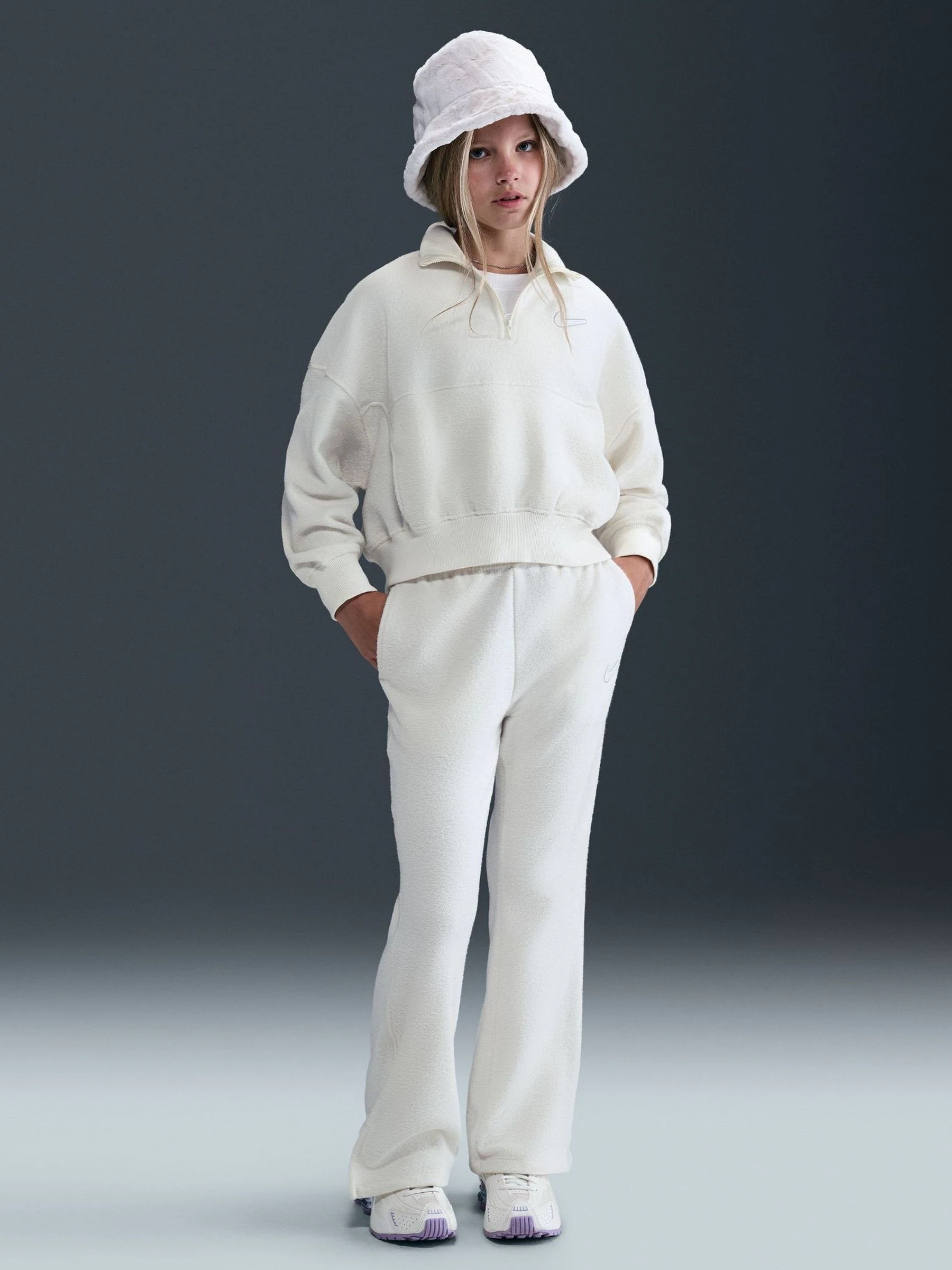 Zacht parelwit - Nike Sportswear Long Sleeve Cosy Fleece Half Fleece