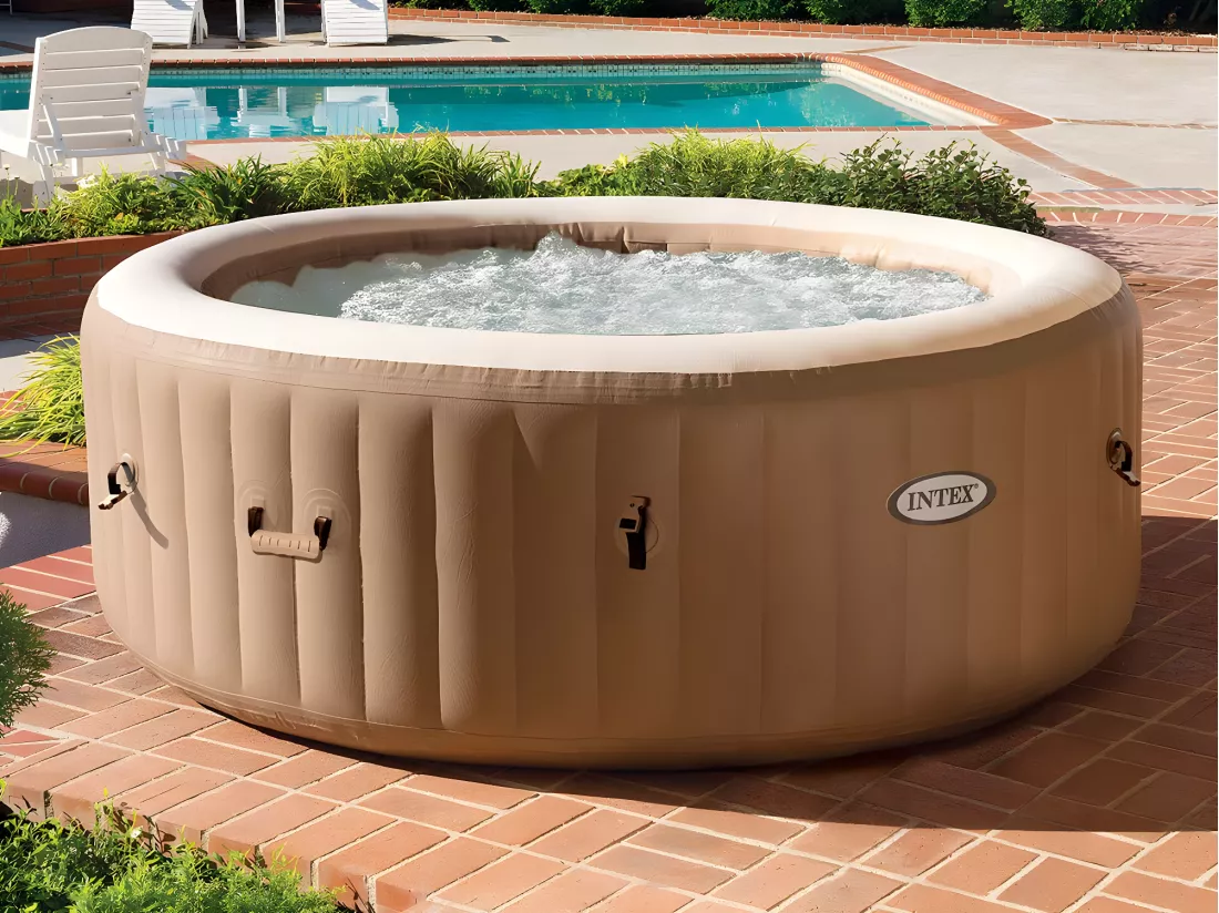 Spa gonflable PureSpa Sahara rond Bulles 4 places + Couverture thermique - Intex