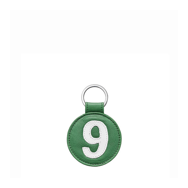 Porte-clés Numéro 9 en cuir recyclé Vert